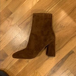Brown suede booties